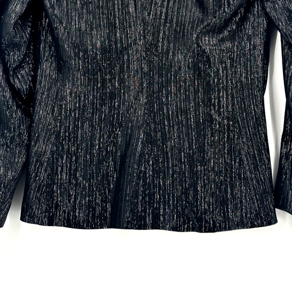 Smythe Womens Ruched Sparkle Metallic Disco Blazer Top Small Glam Event Party - Picture 7 of 8